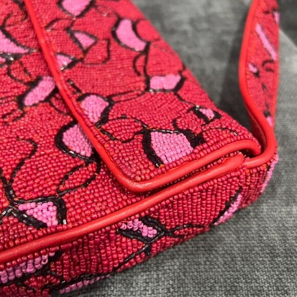 STAUD Tommy Beaded Shoulder Bag in Cherry Abstract Wave - Picture 5 of 16